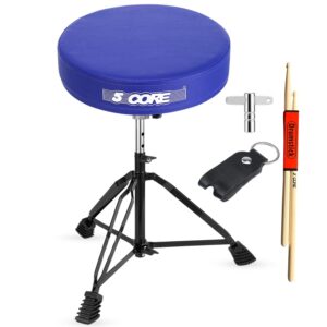5 Core Drum Throne 3" Thick Padded Comfortable Guitar Stool Drummer Chair Adjustable Musician Seat