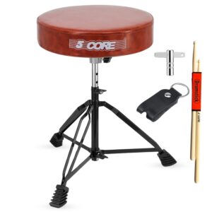5 Core Drum Throne 3" Thick Padded Comfortable Guitar Stool Drummer Chair Adjustable Musician Seat