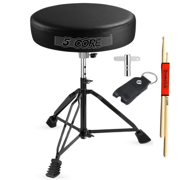 5 Core Drum Throne 3" Thick Padded Comfortable Guitar Stool Drummer Chair Adjustable Musician Seat