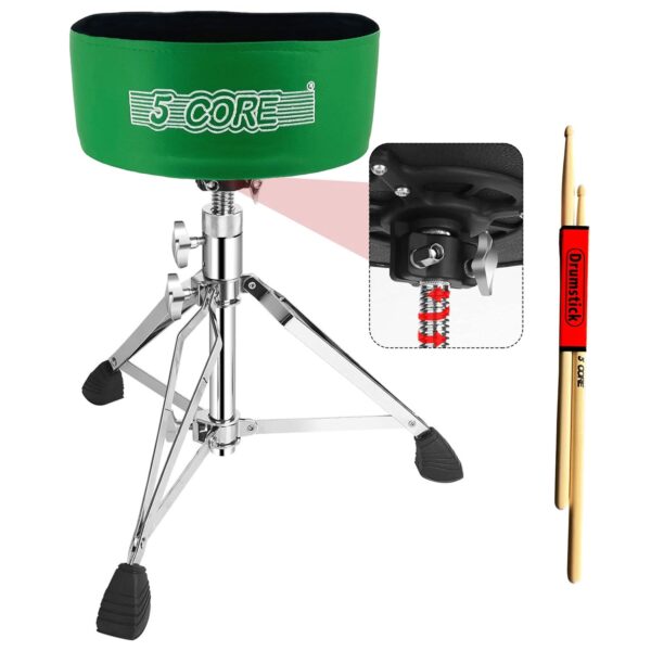 5 Core Drum Throne 5" Padded Guitar Stool Adjustable Heavy Duty Music Chair Seat w Luxury Velvet Top