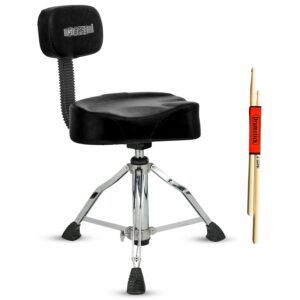 5Core Drum Throne Padded Guitar Stool Backrest Drummer Seat for Adults & Kids BLACK