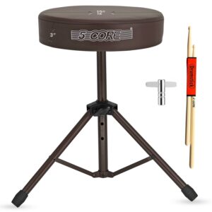 5 Core Drum Throne 3" Thick Padded Comfortable Guitar Stool Drummer Chair Adjustable Musician Seat