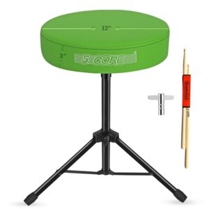 5 Core Drum Throne 3" Thick Padded Comfortable Guitar Stool Drummer Chair Adjustable Musician Seat